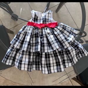 Party Holiday Dress 12m Plaid black white, red